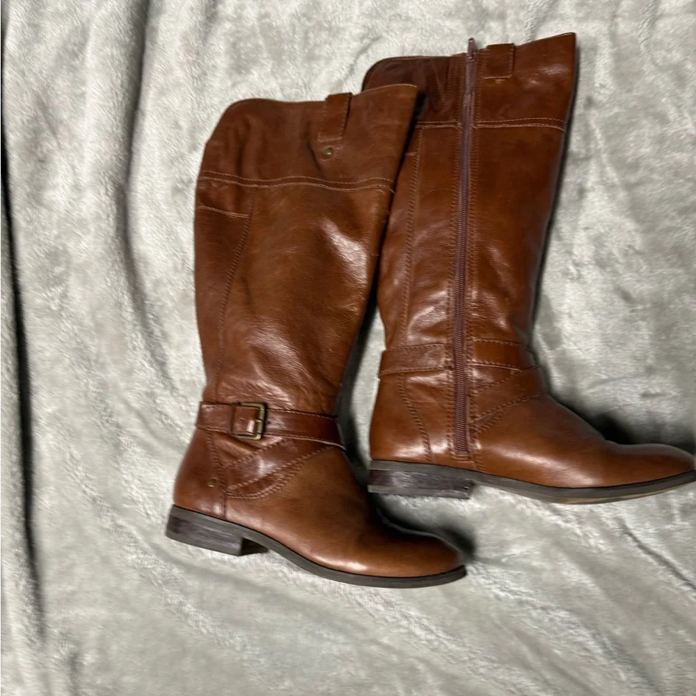 Marc Fisher Glimmer cognac leather riding boots Sz 6